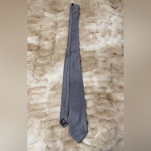 Adolfo Elegant Navy and Gray Striped Tie